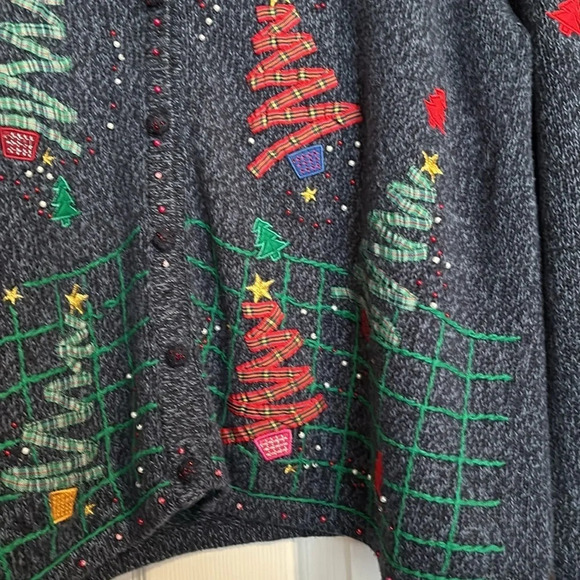 Ambra women’s vintage Christmas tree button down cardigan sweater size large - Picture 3 of 8